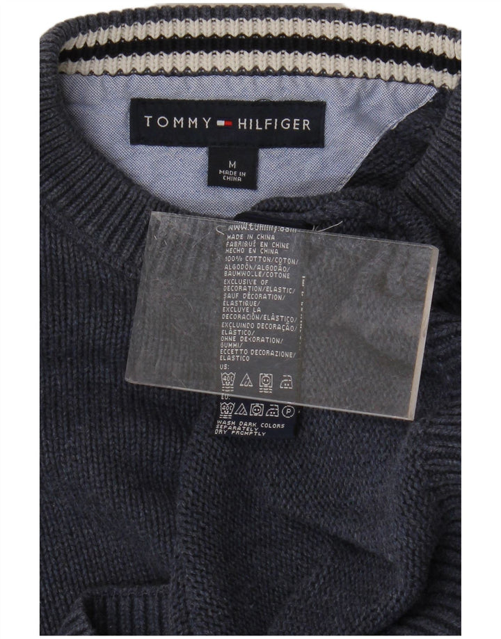 TOMMY HILFIGER Ανδρικό πουλόβερ με λαιμόκοψη, μεσαίο μπλε βαμβακερό