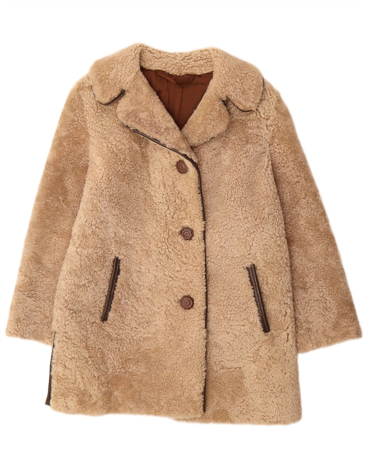 VINTAGE Γυναικείο Πανωφόρι από Faux Fur UK 14 Medium Beige