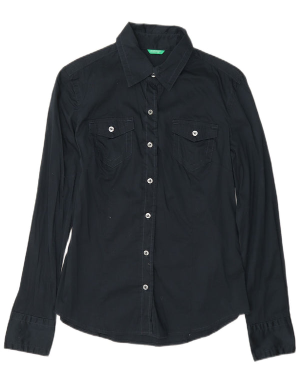 Γυναικείο πουκάμισο Benetton UK 10 Small Navy Blue Cotton