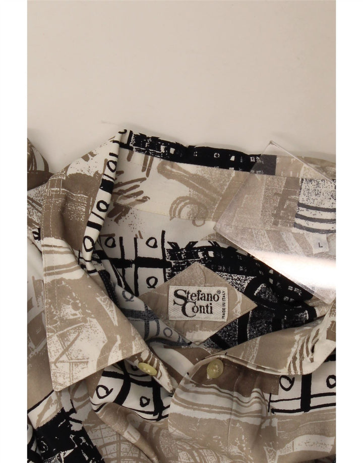 Vintage Ανδρικό κοντομάνικο πουκάμισο Μεγάλο μπεζ συνονθύλευμα