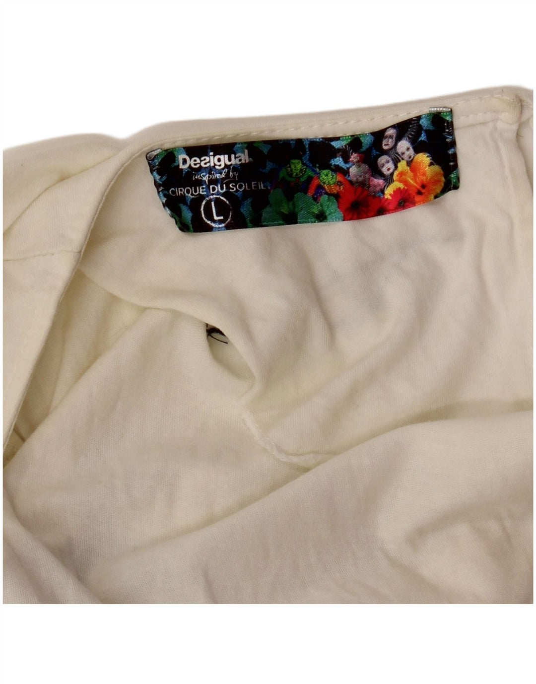 DESIGUAL Γυναικείο Cirque Du Soleil γραφικό γιλέκο UK 14 Large White