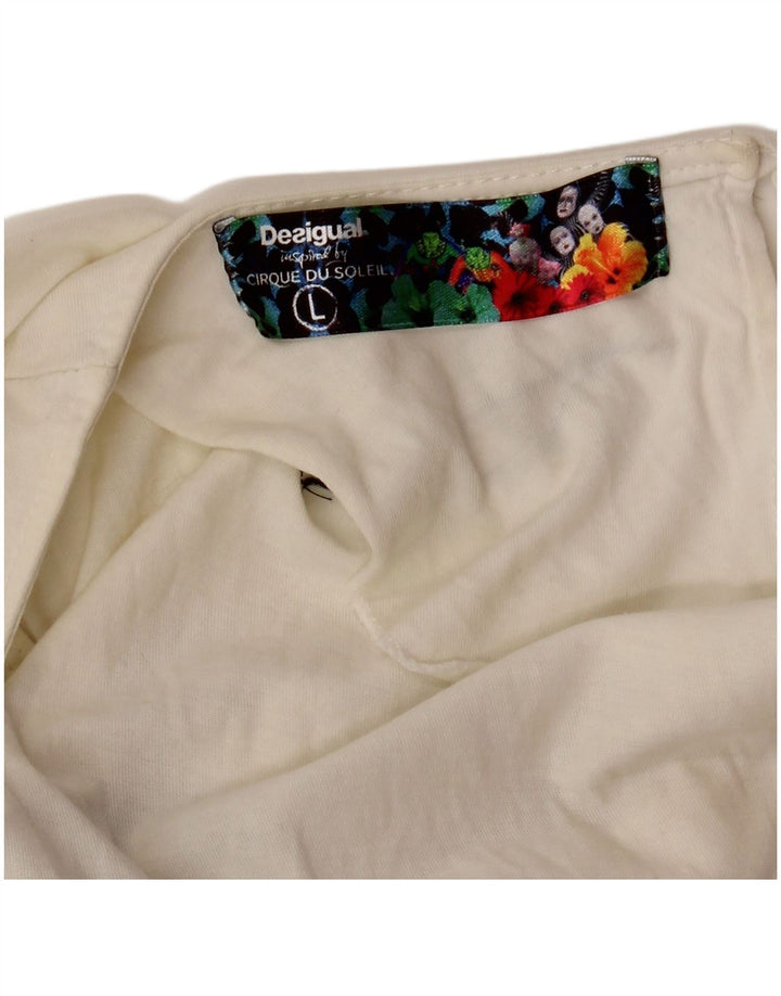 DESIGUAL Γυναικείο Cirque Du Soleil γραφικό γιλέκο UK 14 Large White
