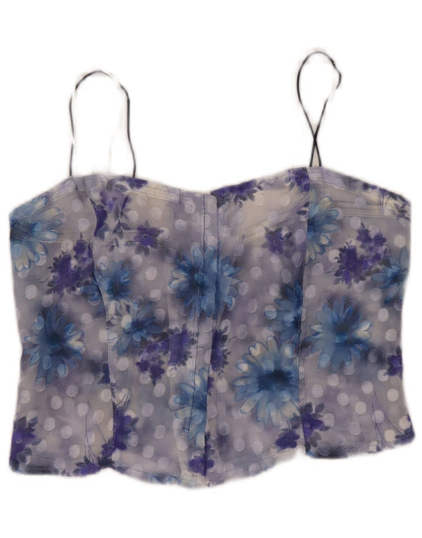 Vintage Γυναικείο See Through Corset Top 10 Small Blue Floral
