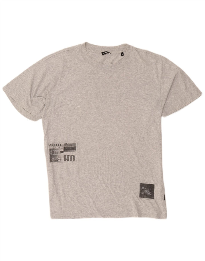 Ανδρικό γραφικό T-Shirt Diesel Top Βαμβακερό μεσαίο γκρι