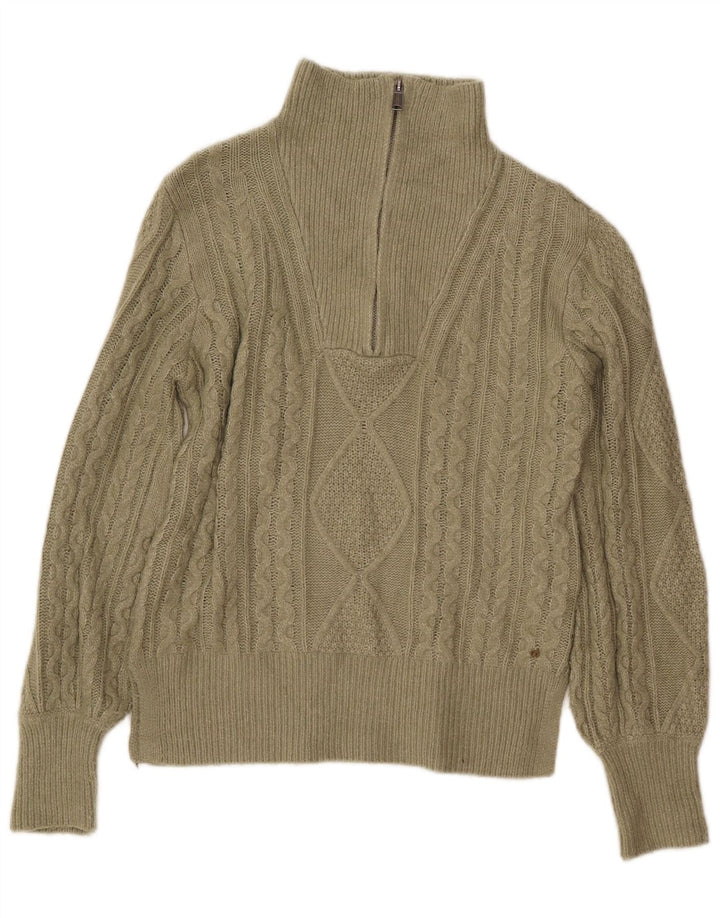 FAT FACE Γυναικείο πουλόβερ με φερμουάρ UK 8 Small Khaki Argyle/Diamond