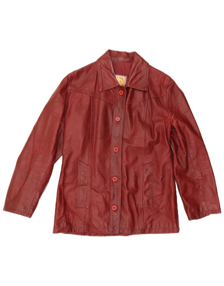 Bayside Γυναικείο Δερμάτινο Μπουφάν UK 14 Large Burgundy Leather