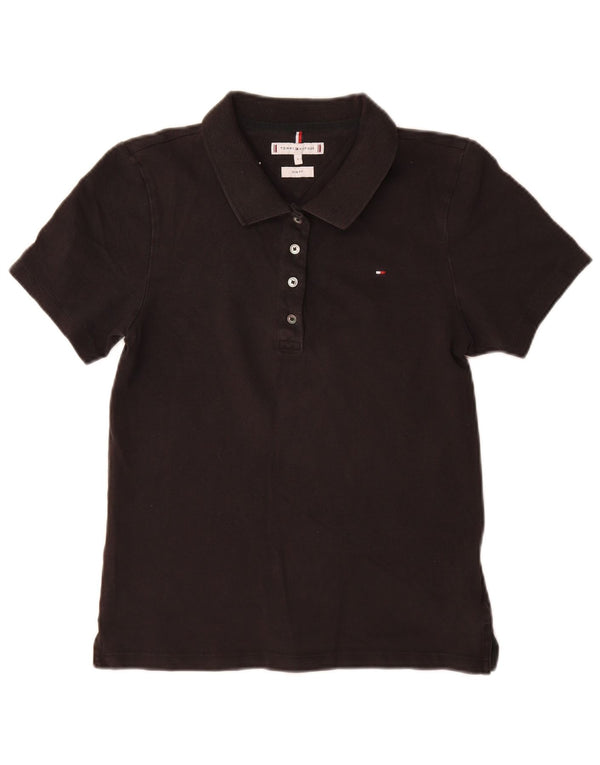 Tommy Hilfiger Γυναικείο Slim Polo Shirt UK 14 Large μαύρο βαμβακερό