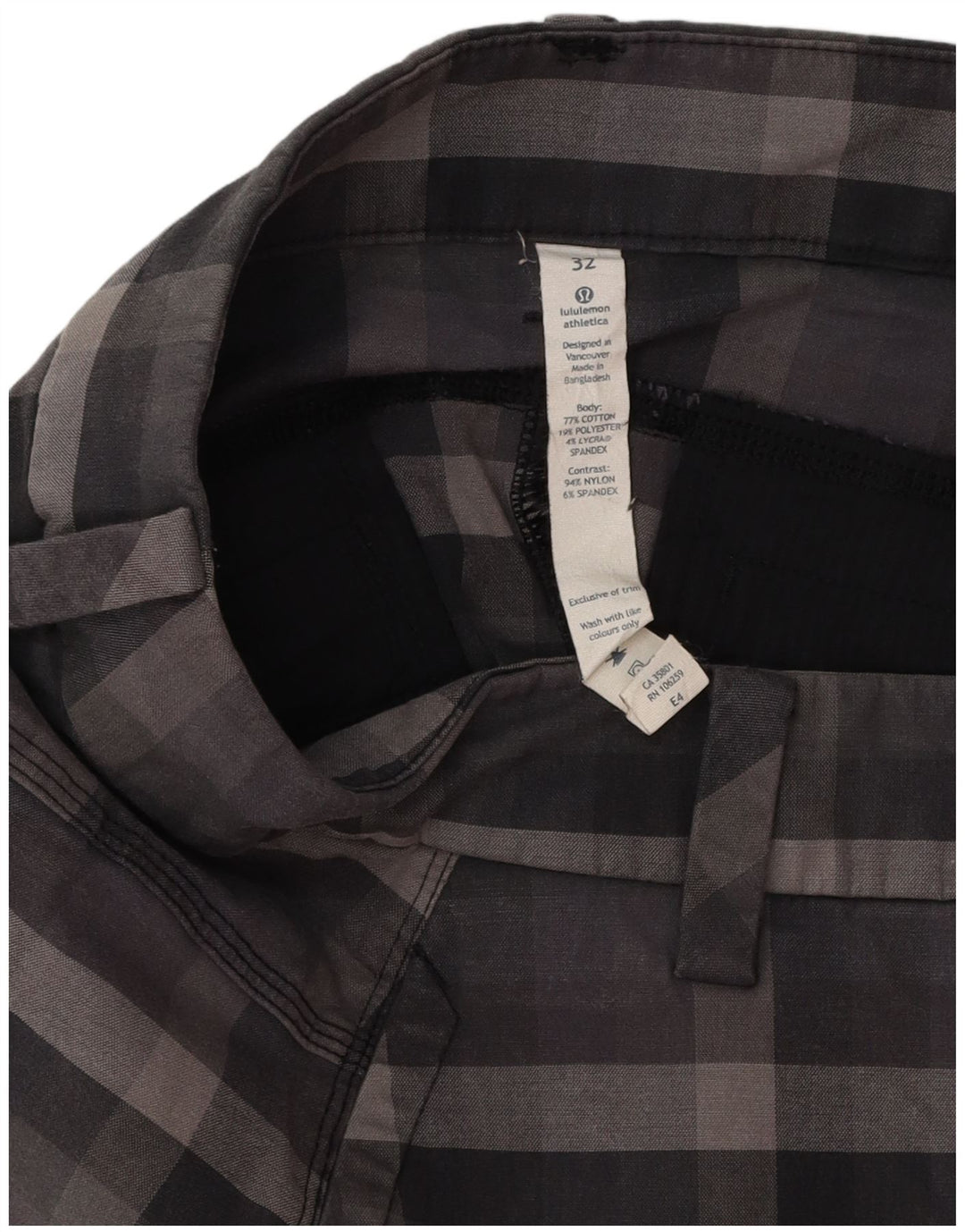 Ανδρικό σορτς Chino Lululemon W32 Large Grey Check Cotton