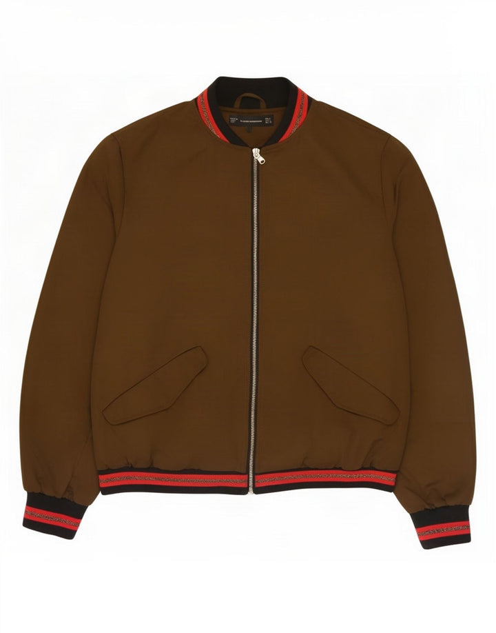 Zara Γυναικείο Bomber Jacket UK 16 Large Khaki Polyester