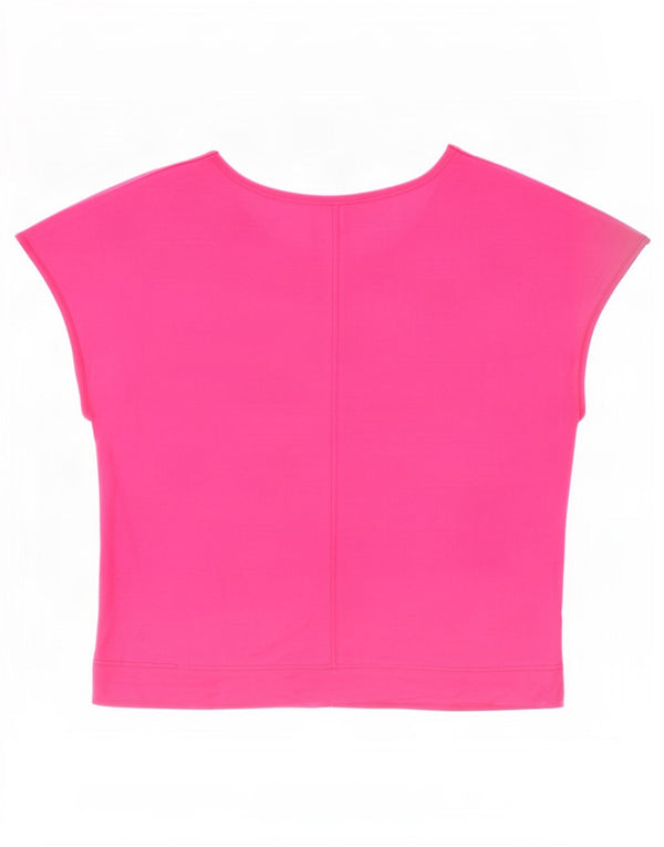 Vintage Γυναικείο Crop T-Shirt Top IT 46 μεγάλο ροζ βαμβακερό