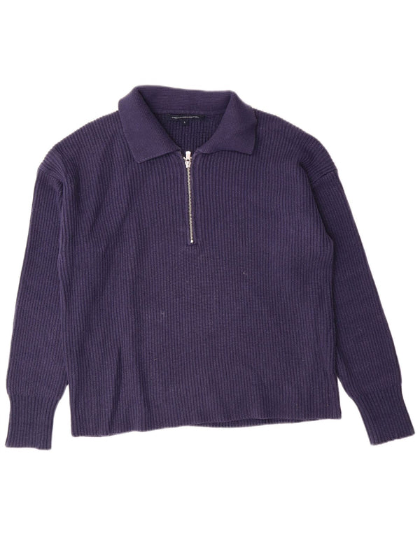 ΓΑΛΛΙΚΗ ΣΥΝΔΕΣΗ Γυναικείο πουλόβερ με λαιμό polo UK 10 Small Navy Blue