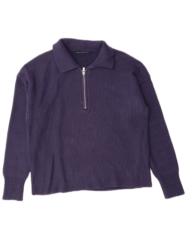 ΓΑΛΛΙΚΗ ΣΥΝΔΕΣΗ Γυναικείο πουλόβερ με λαιμό polo UK 10 Small Navy Blue