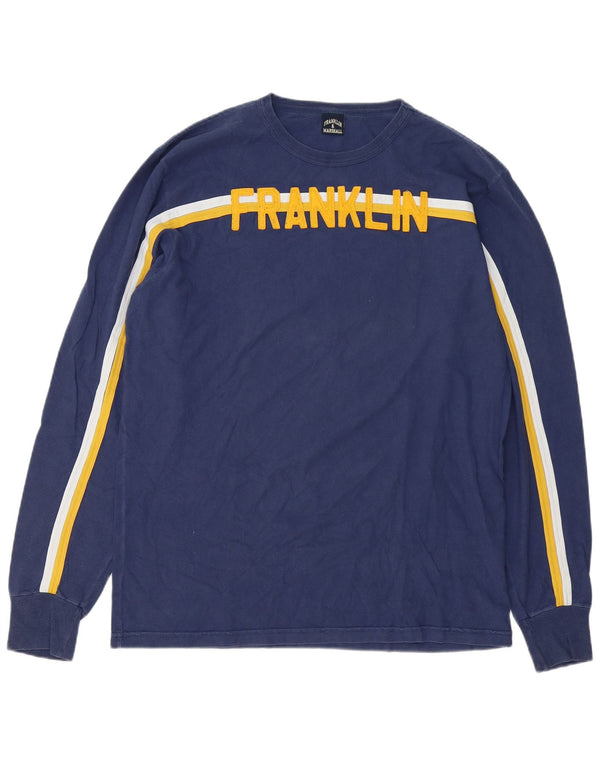 Ανδρικό γραφικό μπλουζάκι μακρυμάνικο XL Navy Blue Colorblock Franklin & Marshall