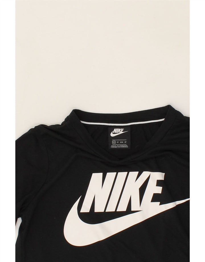 NIKE Womens Loose Fit Graphic T-Shirt Top UK 6 XS Black Polyester Vintage Nike and Second-Hand Nike from Messina Hembry 