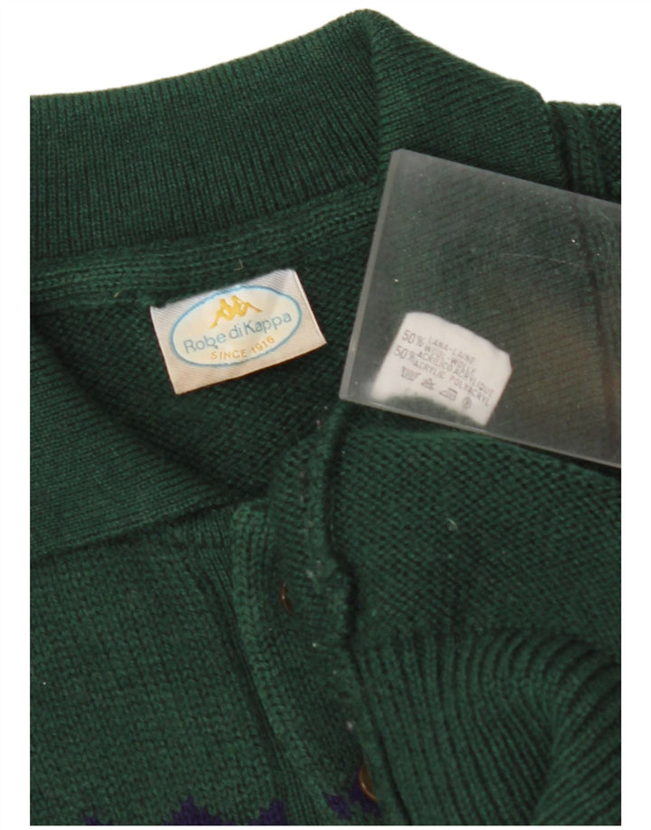 Ανδρικό πουλόβερ με λαιμό πόλο KAPPA με μεσαίο πράσινο γεωμετρικό μαλλί