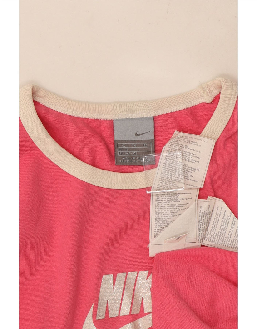 NIKE Girls Air Graphic T-Shirt Top 15-16 ετών XL Ροζ βαμβακερό