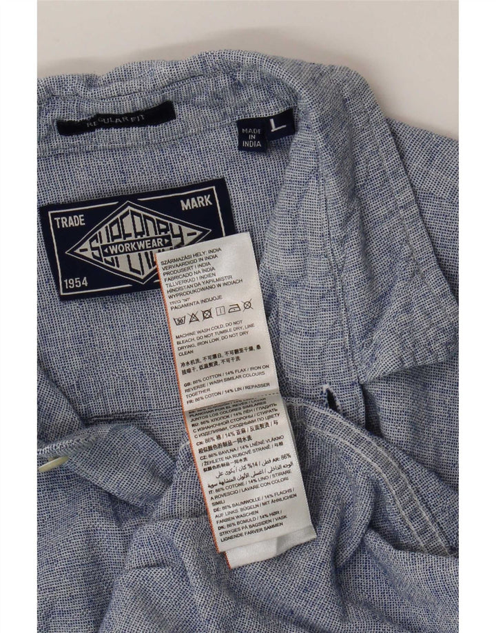 Ανδρικό πουκάμισο κανονικής εφαρμογής Superdry μεγάλο μπλε βαμβακερό