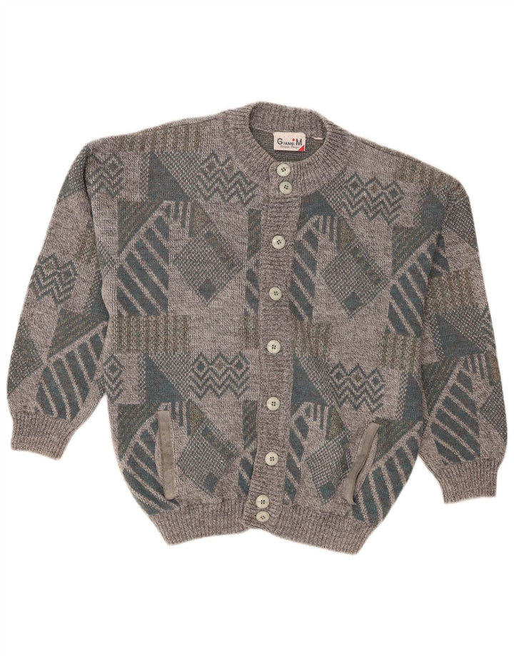 Ανδρικό πουλόβερ ζακέτα Gianni Loose Fit Medium Grey Geometric