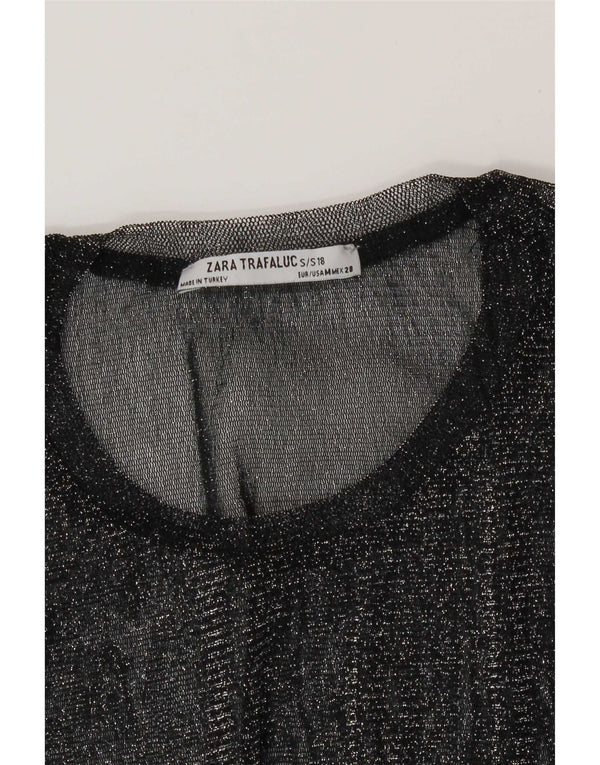 Zara Womens Trafaluc See Through Top UK 12 Medium Black