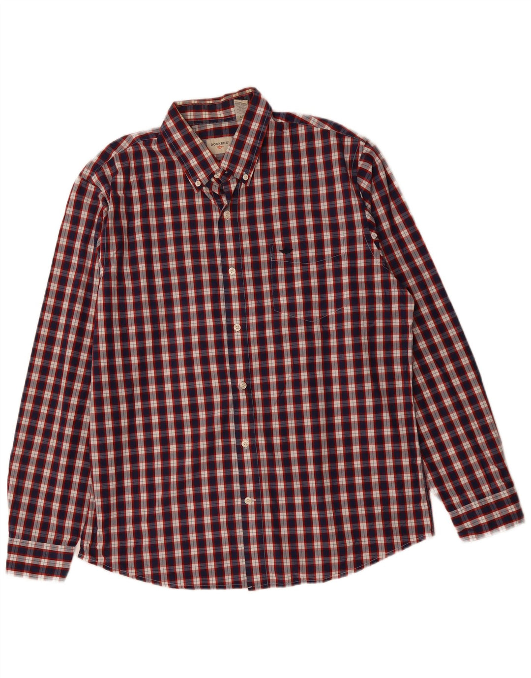 Ανδρικό πουκάμισο DOCKERS Μεγάλο μπλε ναυτικό καρό βαμβακερό