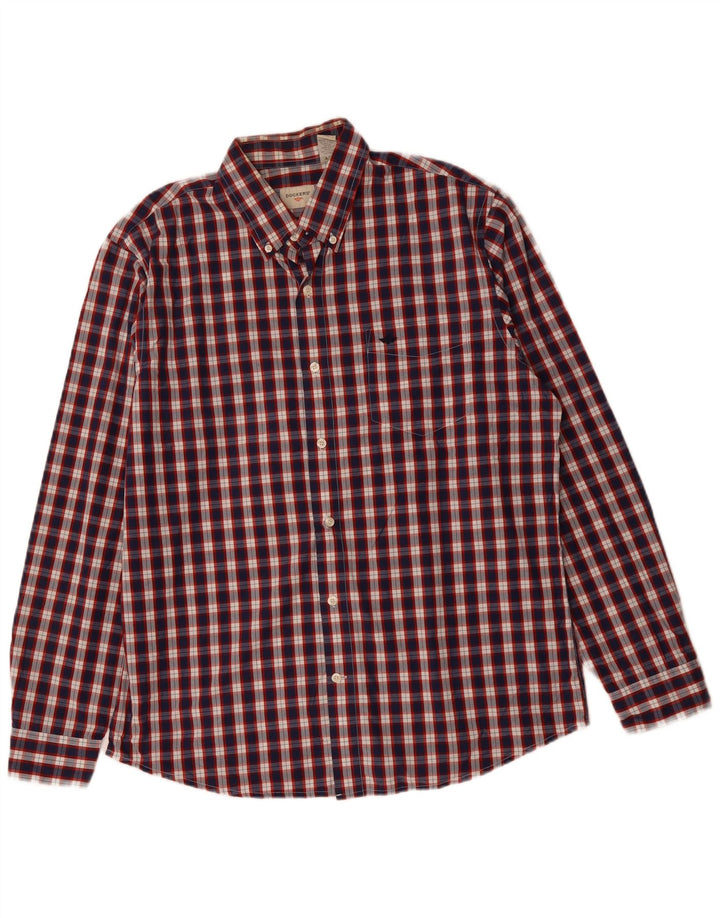 Ανδρικό πουκάμισο DOCKERS Μεγάλο μπλε ναυτικό καρό βαμβακερό