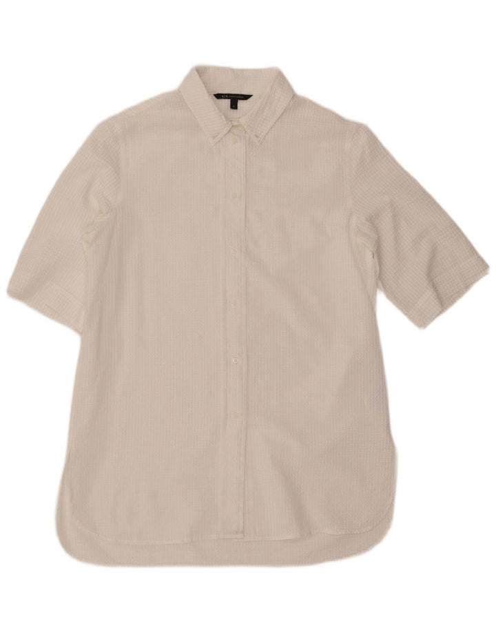 ARMANI EXCHANGE Γυναικείο πουκάμισο Φόρεμα UK 14 Μέτριο Λευκό Ρίγες