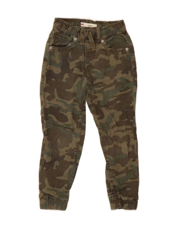 LEVI'S Boys Joggers Trousers 4-5 Years W20 L16 Khaki Camouflage Cotton