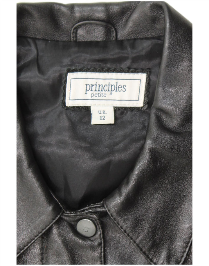 Principles Γυναικείο Petite Leather Jacket UK 12 Medium Black Leather