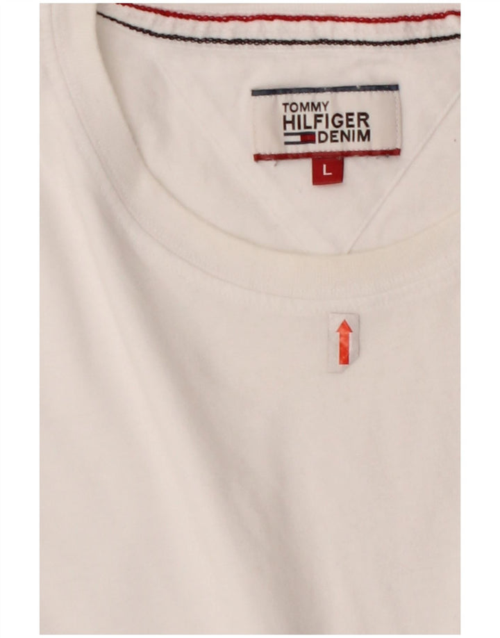TOMMY HILFIGER Mens T-Shirt Top Large White Cotton
