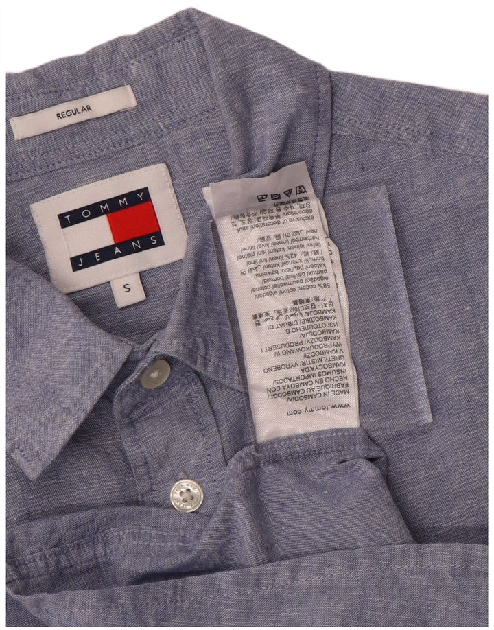 Tommy Hilfiger Ανδρικό πουκάμισο με κανονική εφαρμογή, μικρό μπλε βαμβακερό