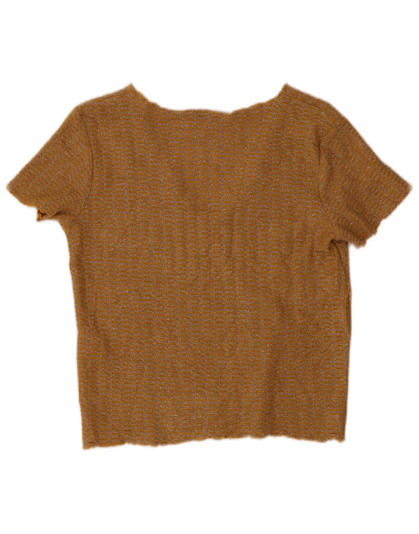 Zara Womens Crop Blouse Top UK 10 Small Yellow Flecked Polyester