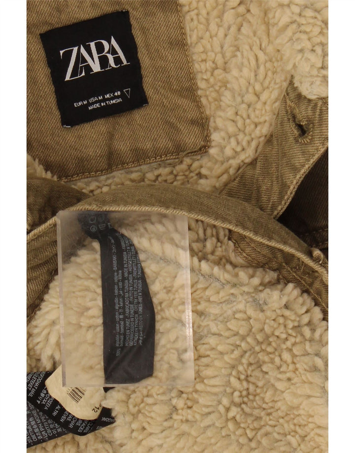 Zara Ανδρικό Sherpa Τζιν Μπουφάν UK 38 Medium Khaki Cotton
