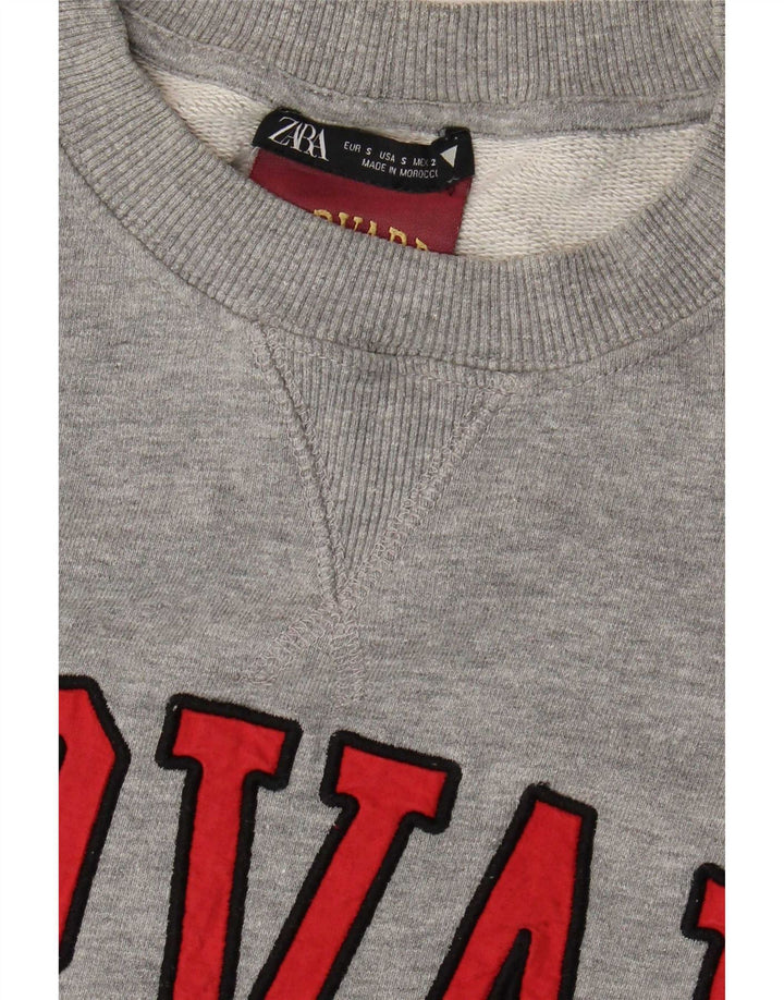 Zara Γυναικεία φούτερ με γραφικά Harvard Jumper UK 10 Small Grey