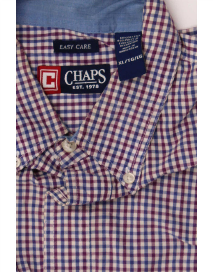 Chaps Ανδρικό πουκάμισο XL Μπλε βαμβακερό Gingham