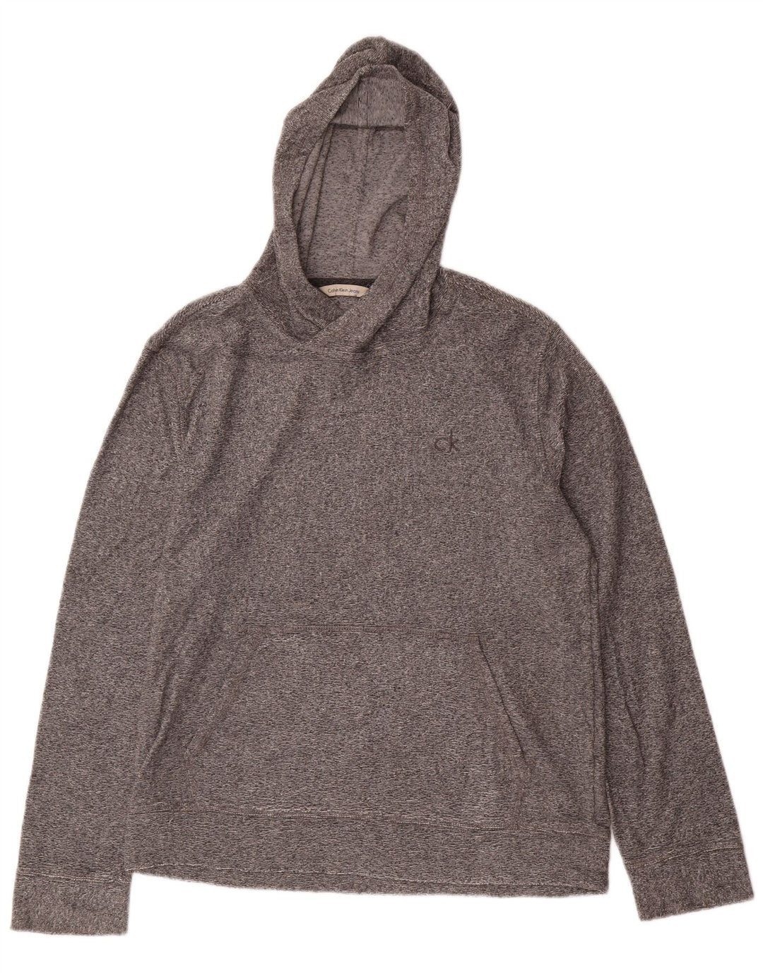 CALVIN KLEIN JEANS Γυναικείο μπλουζάκι με κουκούλα UK 14 μεσαίο γκρι βαμβάκι