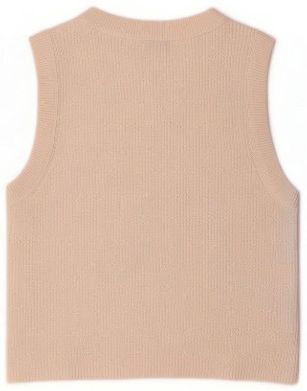 Massimo Dutti Γυναικείο γιλέκο Crop Top UK 12 Μεσαίο λευκό βαμβακερό