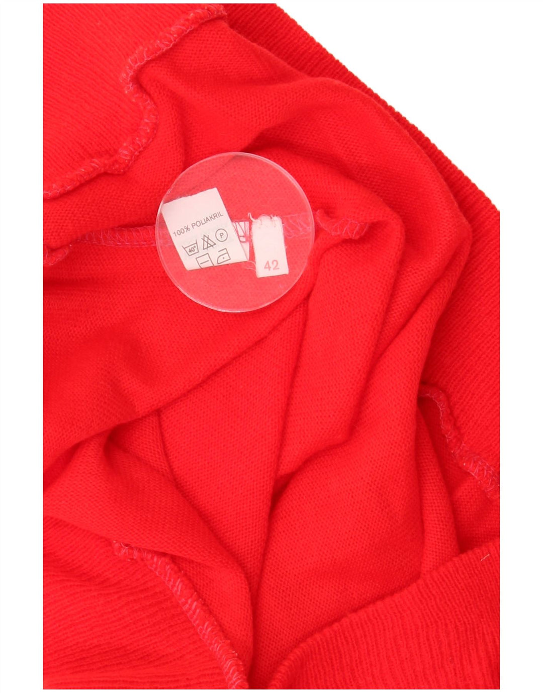 Vintage γυναικείο πουλόβερ με λαιμόκοψη IT 42 μεσαίο κόκκινο πολυακρυλικό