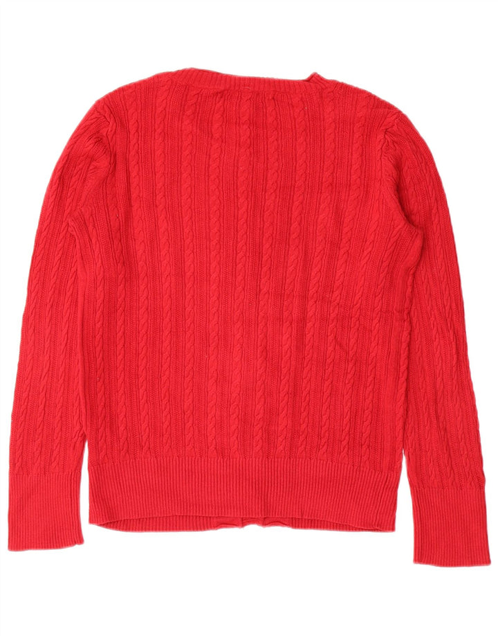 EDDIE BAUER Γυναικείο πουλόβερ ζακέτα UK 10 Small κόκκινο βαμβακερό