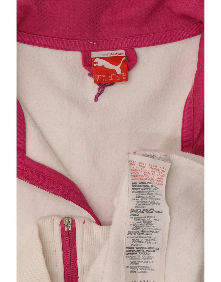Γυναικεία φόρμα γραφικών Puma Top Jacket UK 14 Large White Colourblock