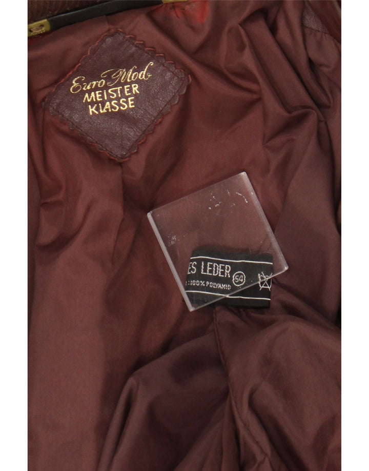 Vintage Γυναικείο Bomber Δερμάτινο Μπουφάν IT 54 2XL Δερμάτινο μπορντό