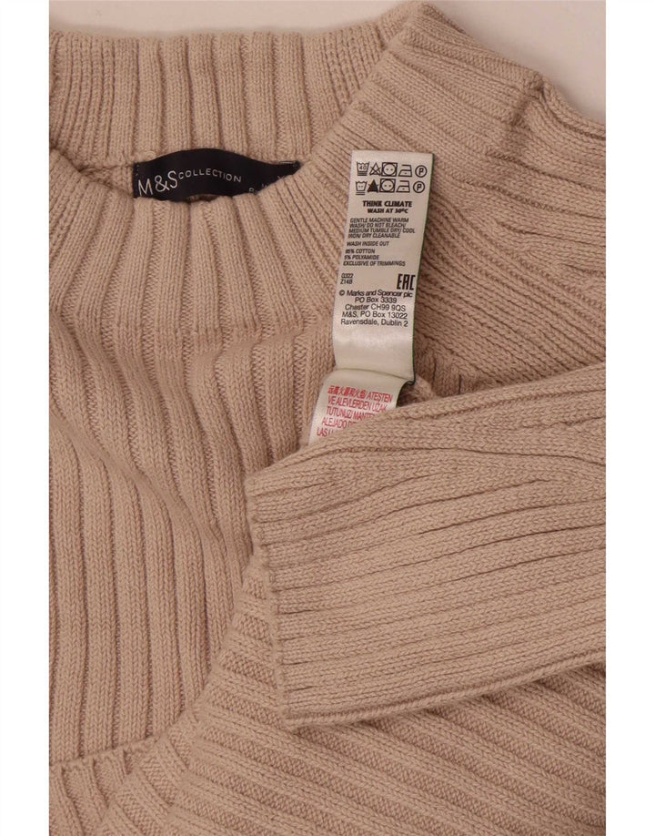 Marks & Spencer Γυναικείο πουλόβερ με λαιμό χελώνα XS Μπεζ βαμβακερό
