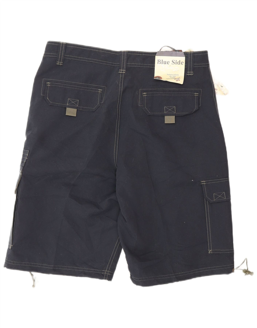 Μπλε Πλαϊνό Ανδρικό Σορτς Cargo Μεγάλο W34 Navy Blue Polyester