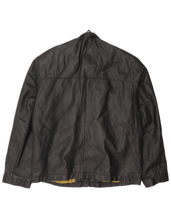 Pierre Cardin Mens Bomber Leather Jacket UK 40 Large Black