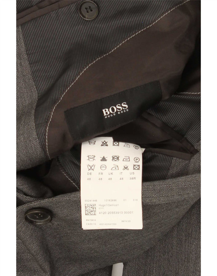 Ανδρικό σακάκι σακάκι Hugo Boss με 2 κουμπιά EU 48, παρθένο μαλλί μεσαίου γκρι