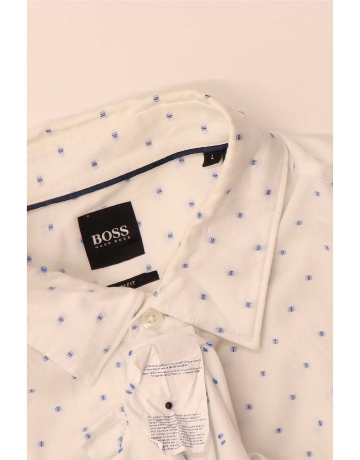 Ανδρικό πουκάμισο Hugo Boss Slim Fit με μεγάλο λευκό βαμβακερό στίγμα