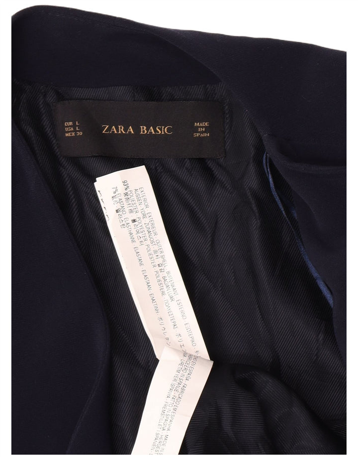 Zara Γυναικείο Open Blazer Jacket UK 14 Large Navy Blue Polyester