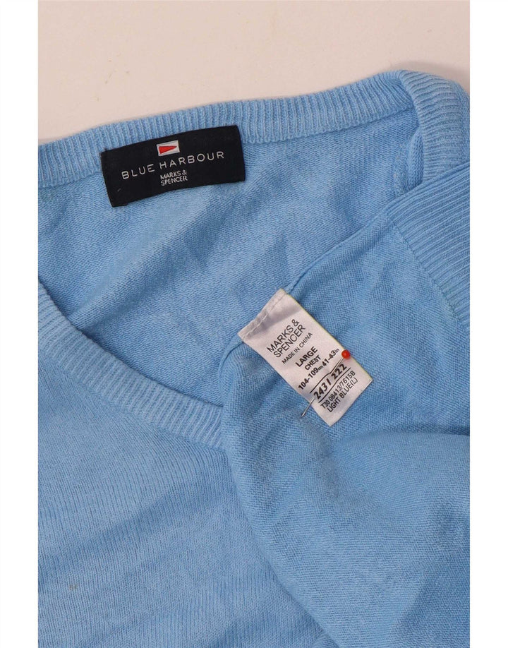 Ανδρικό πουλόβερ Marks & Spencer Blue Harbor με λαιμόκοψη με λαιμόκοψη μεγάλο ακρυλικό