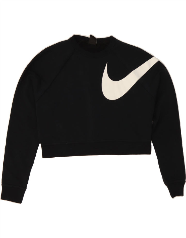 NIKE Womens Dri Fit Oversized Graphic Sweatshirt Jumper UK 10 Small Black Vintage Nike and Second-Hand Nike from Messina Hembry 