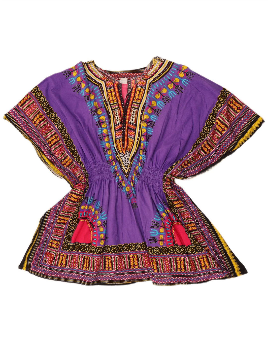 Vintage γυναικεία μπλούζα παραλίας Top One Size Μωβ γεωμετρικό βαμβάκι