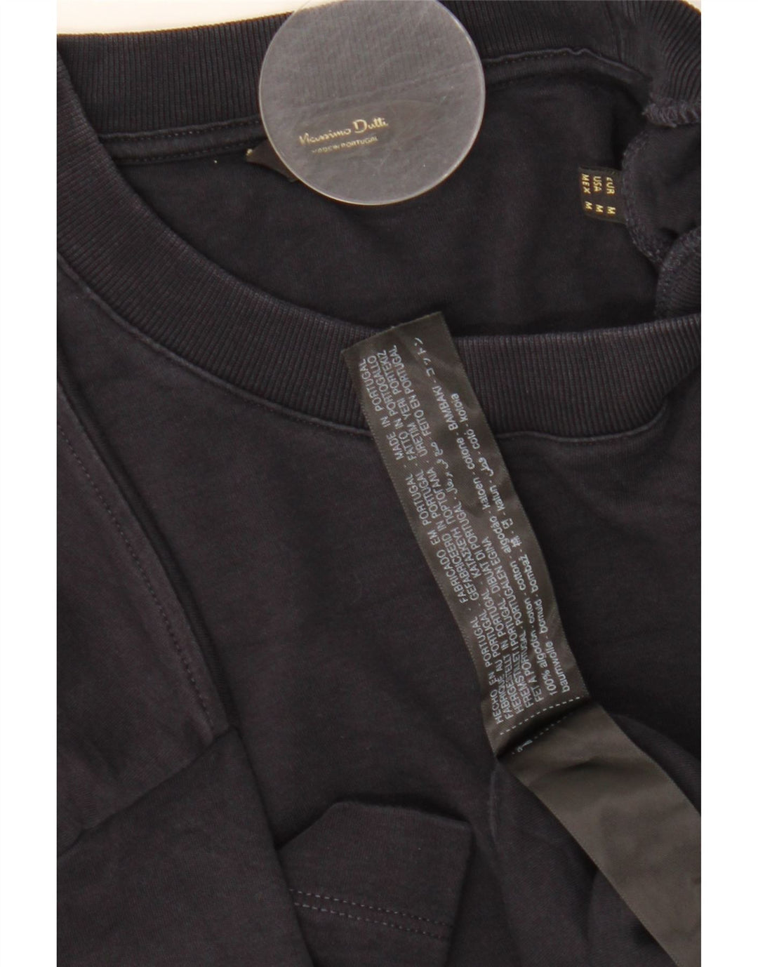 Ανδρικό T-Shirt Massimo Dutti Top Μεσαίο μαύρο βαμβακερό